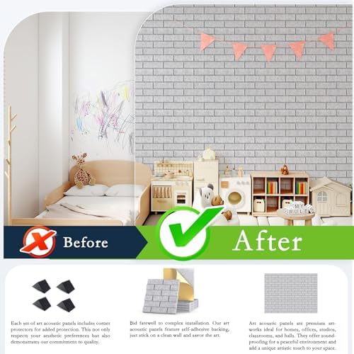 ArtVivid 12Pack Acoustic Panels, Brick Pattern Sound Proof Panels - Image 5