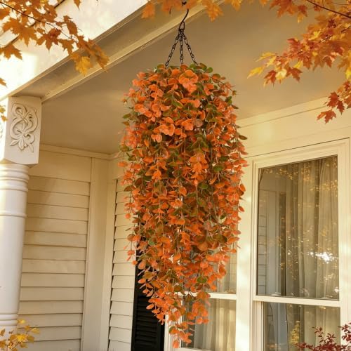 Waipfaru 4Pcs Fake Hanging Plants, Eucalyptus Leaves Fake Vines Fall Decor - Image 2
