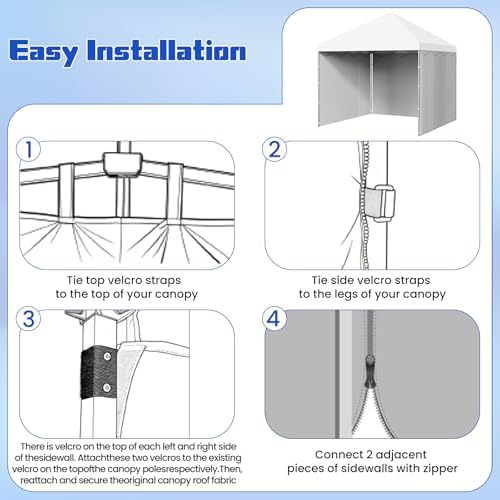 10x10 Canopy Sidewalls, UV Protection, Waterproof, Zipper Sidewall - Image 6