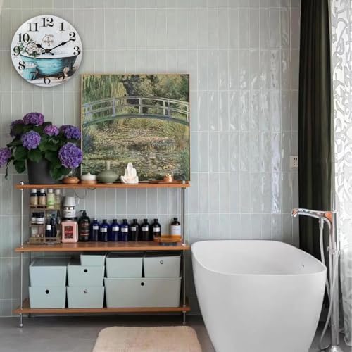8 Inch Bathroom Wall Clock, Rustic Style Waterproof Glass Shower Wall Clock - Image 4