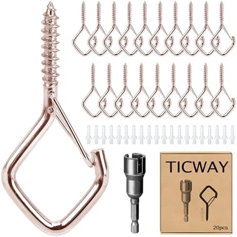 Ceiling Screw Hooks for Hanging Plants, Safety Buckle by Ticway