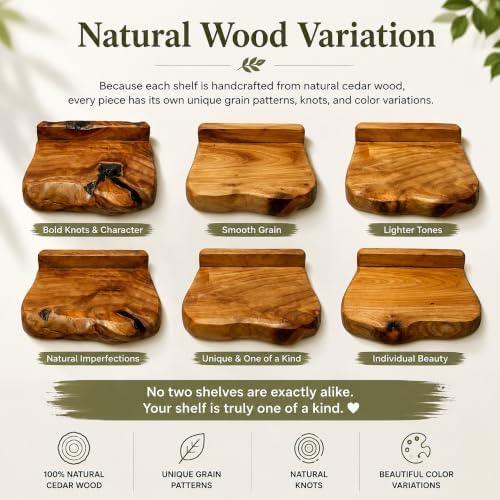 Small Floating Shelf for Wall Set of 3 Natural Cedar Wood 6 Inch Mini Wall - Image 6