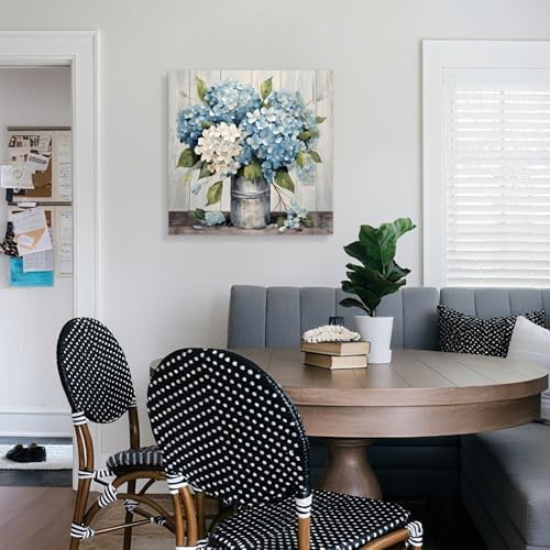 IAFWZX Wrapped Canvas Rustic Blue Hydrangea Wall Art 12x12 in - Image 2