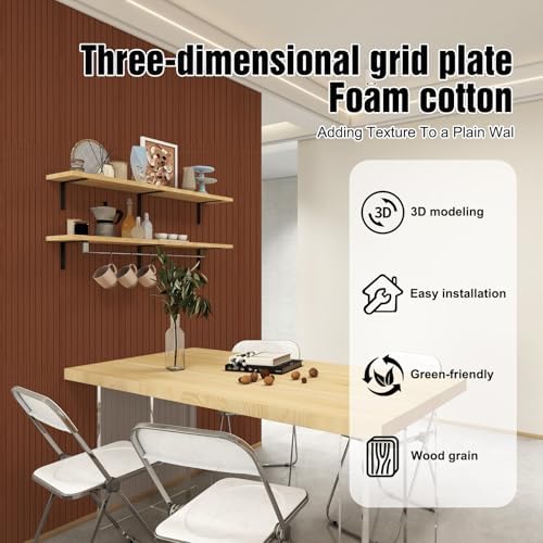 3D Wood Slat Wall Panels Peel and Stick Faux Wood Grain Thick Wallpaper - Image 4