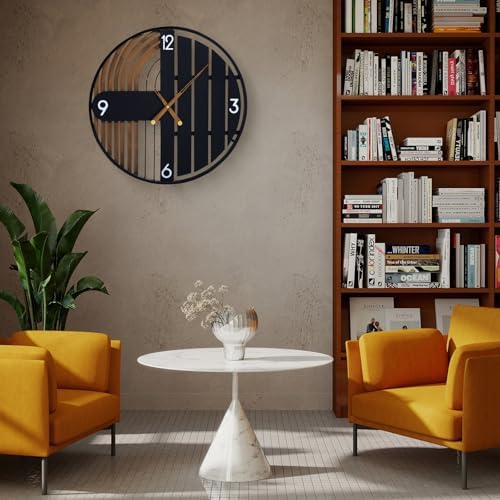 20 Inch Round Wall Clock Wood Silent Non-Ticking Battery Operated - Image 7
