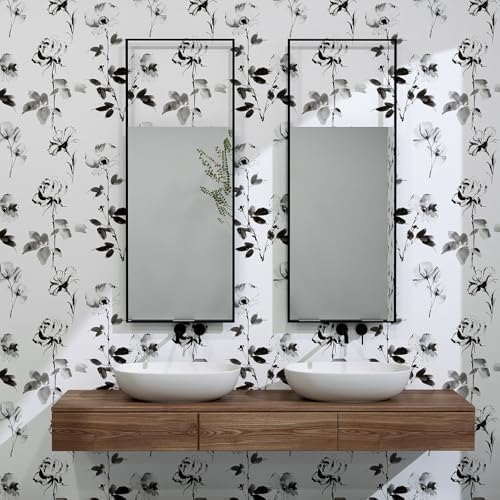 Hopepak Floral Wallpaper Peel and Stick Black and White Flower Peel and Stick - Image 4