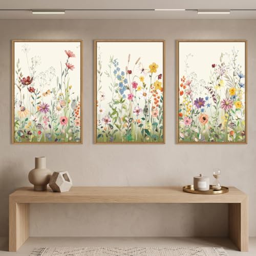Aryroi Watercolor Colorful Wildflower Framed Canvas Wall Art Set- 16"x24"x3 - Image 2