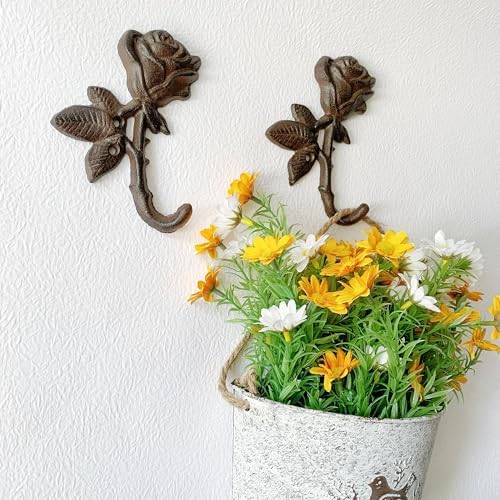 Rustic Flower-Shaped Decorative Wall Hook Rack Hangers - Image 5