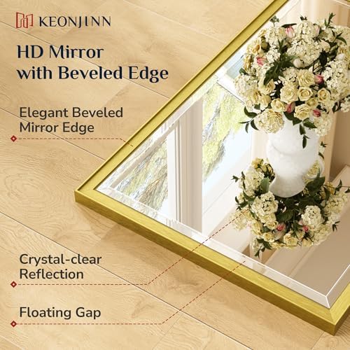Keonjinn 40" x 30" Gold Bathroom Mirror - Image 4