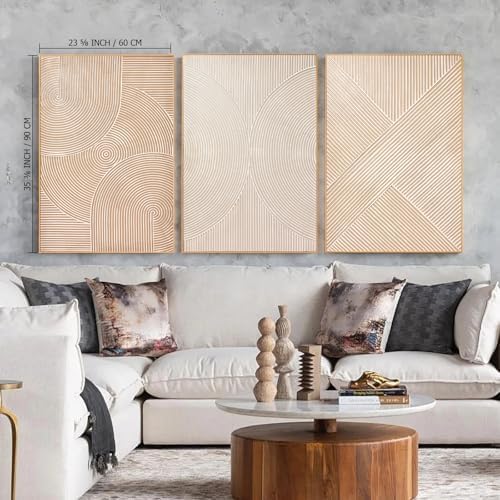 Zessonic Large Neutral Textured 3D Abstract Boho Wall Art - Image 2