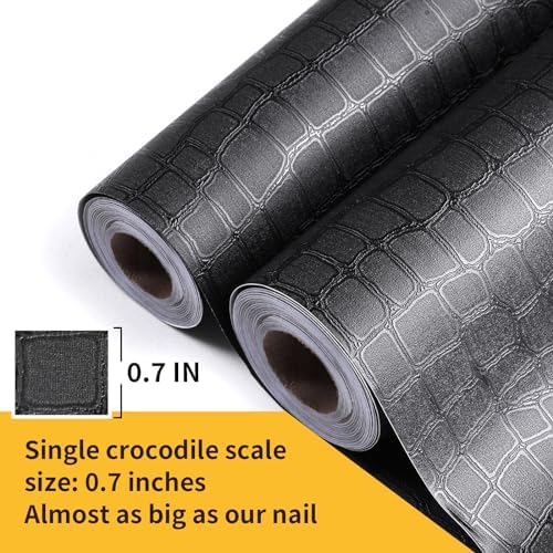 Black Peel and Stick Wallpaper Crocodile 15.7'' X 394'' Self Adhesive - Image 4