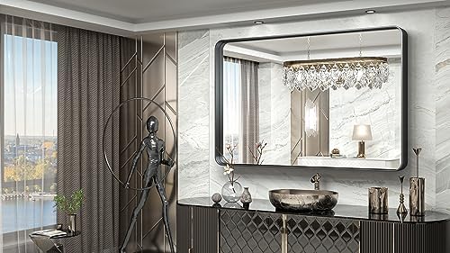 TokeShimi 60 x 40 Inch Black Bathroom Mirror - Image 2