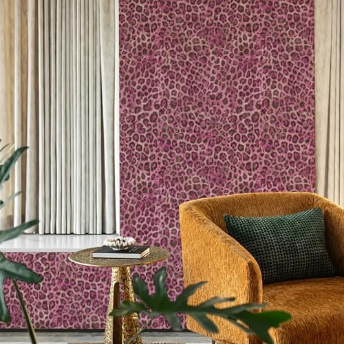 JiffDiff Upgrade Pink Leopard Print Peel and Stick Wallpaper, 17.3" x 400" - Image 3