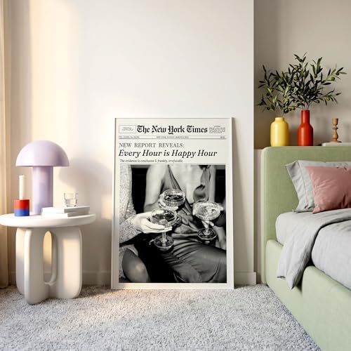 Retro Black and White Newspaper Wall Art 24x36inch White Framed Every Hour Is - Image 2
