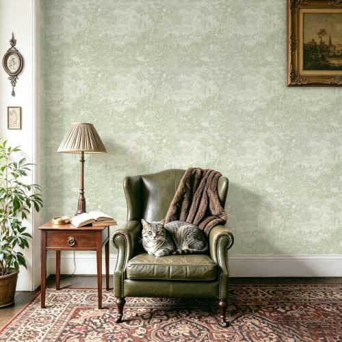 Heroad Peel and Stick Wallpaper Green Vintage Forest Animals Floral Wallpaper - Image 4