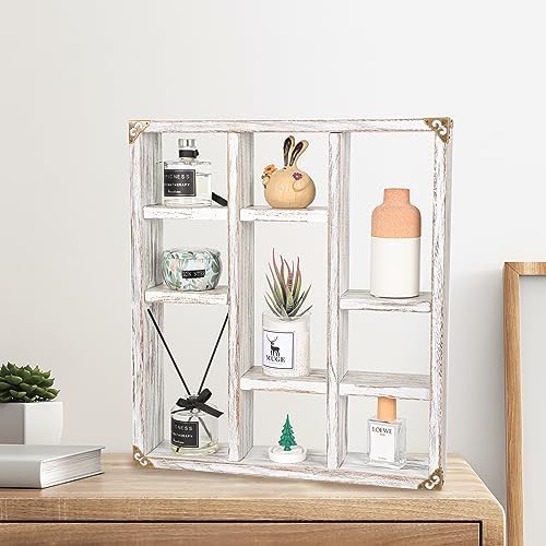 17.7x15.7-Inch Shadow Box Shelf 9-Slot Rustic Floating Shelves Larger Wall - Image 2
