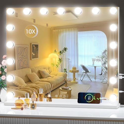 Hasipu Vanity Mirror with Lights, Makeup Mirror with 17 Dimmable Bulbs and 10X by Whatssuitableisthebest