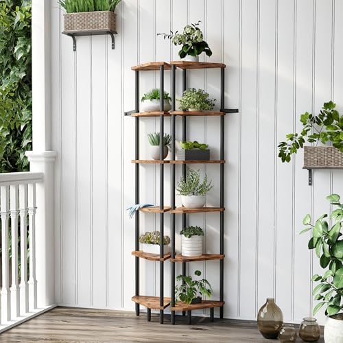 6 Tier Corner Shelf, 66.5'' Tall Standing Shelf, Narrow Display Shelf Stand - Image 7