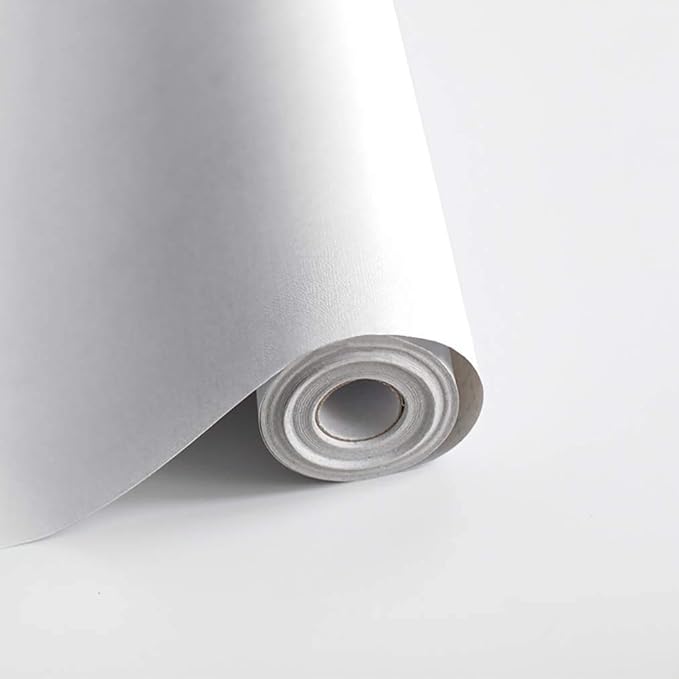 Safiyya 314.9"x17.7" Peel and Stick Wallpaper White Contact Paper Solid Color by SAFIYYA