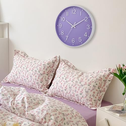 HZDHCLH 12 Inch Silent Wall Clock Battery Operated Non Ticking Purple - Image 4