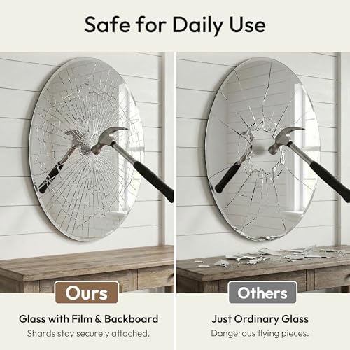 20x28 Inch Oval Frameless Bathroom Mirror - Image 5