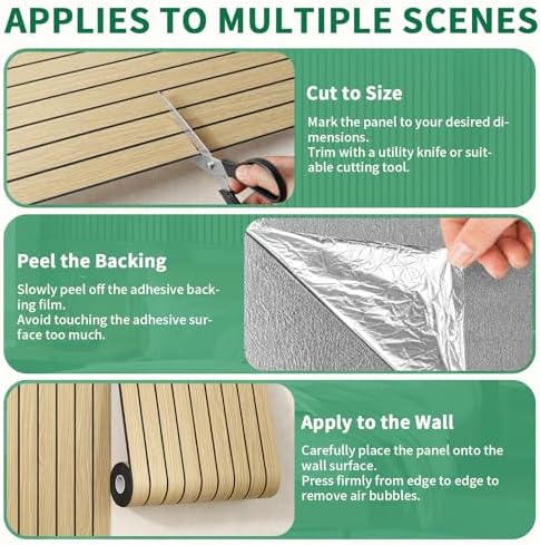 Peel and Stick PVC Slat Wall Panel 118"x15.75" Faux Wood Slat Panels, - Image 6