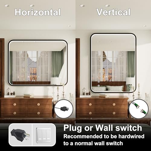 40"x30" Black LED Bathroom Mirror - Image 6
