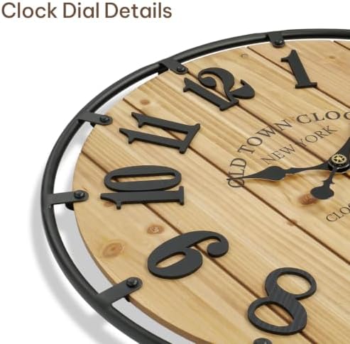 24 Inch Large Farmhouse Wall Clock - Image 5