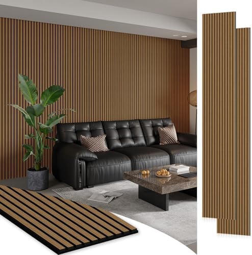 SMARTSTANDARD 2 Pack 105.9" x 12.6" Wood Slat Wall Panels, Classic Oak by SMARTSTANDARD