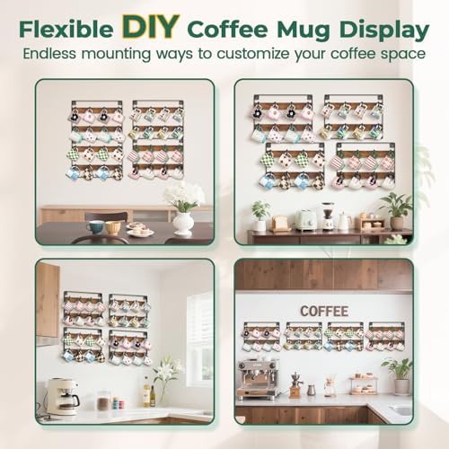 EsLuker.ly Mug Holder Hanger Cup Display Rack Wall Mounted, 4 Pack - Image 4