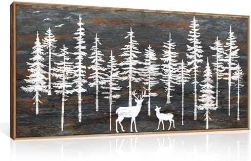 Celestdeco Modern White Forest Framed Canvas Wall Art Set, Minimalist Woodland - Image 5
