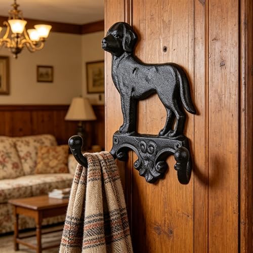 Earl Diamond Heavy Duty Cast Iron Vintage Dog Wall Hooks, Wall Mount 2 Pack - Image 3