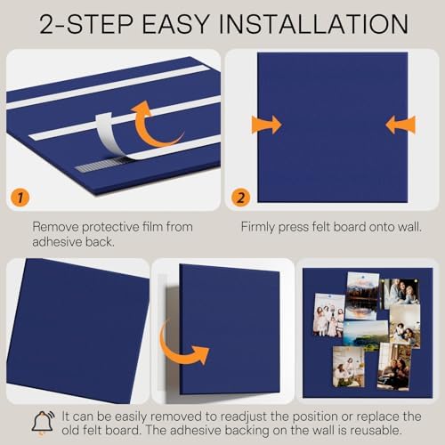 MaxGear Extra Large Bulletin Board 72" x 48", Dark Blue Felt Wall Tiles - Image 3