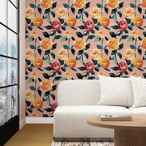 Laatse Watercolor Boho Floral Peel and Stick Wallpaper 17.5" 118" - Image 2