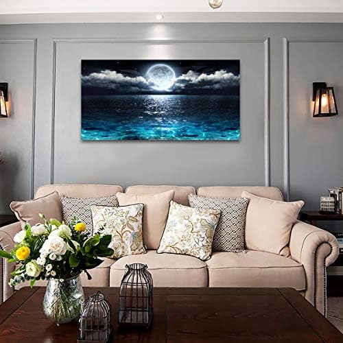 Wall Art Moon Sea Ocean Landscape Picture Canvas Wall Art Print Paintings - Image 3