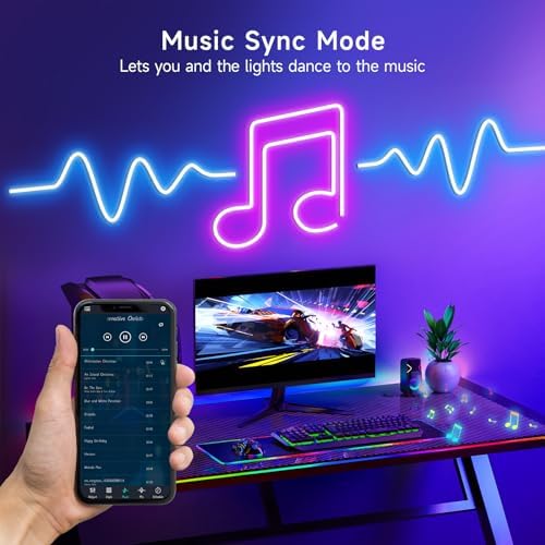KANTUTOE LED Neon Rope Lights, 23ft RGB LED Light Strip, 24V Music Sync - Image 3