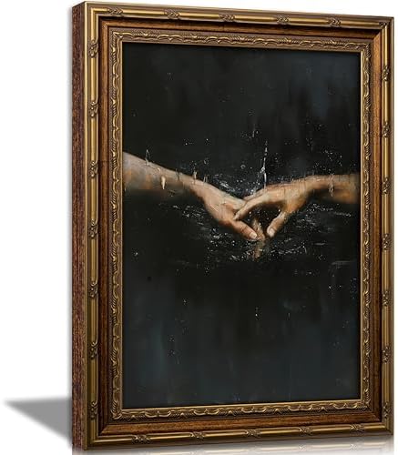 Vintage Gold Framed Canvas Wall Art Dark Academia Gothic Painting Picture Wall by Gothicart