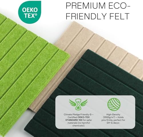 MaxGear Bulletin Board 36" x 24", Grass Green Felt Wall Tiles Room Decor - Image 4