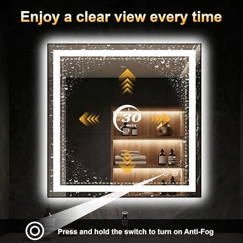 LED Bathroom Mirror with Light, 30x30 Vanity Mirror - Image 2