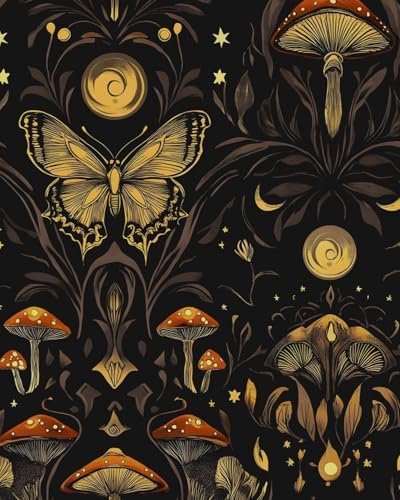 BOKEBEVE Vintage Butterfly Wallpaper Peel and Stick Black 17.5 x 118In by BOKEBEVE