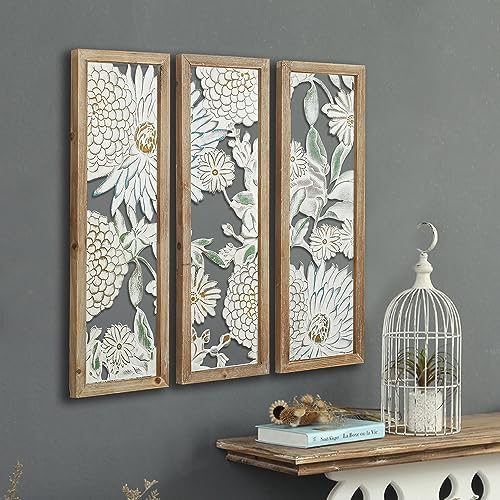 XIAOAIKA Boho Vintage Hand-Carved Floral Wood Wall Art Panels - Image 6