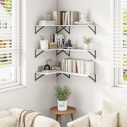 Heimlove 24W x 12D Deep Floating Shelves Set of 3 White - Image 2