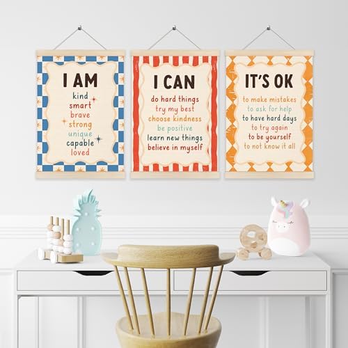 Koesus Inspirational Classroom Checkered Striped Wall Art Poster Hanger Frame - Image 4