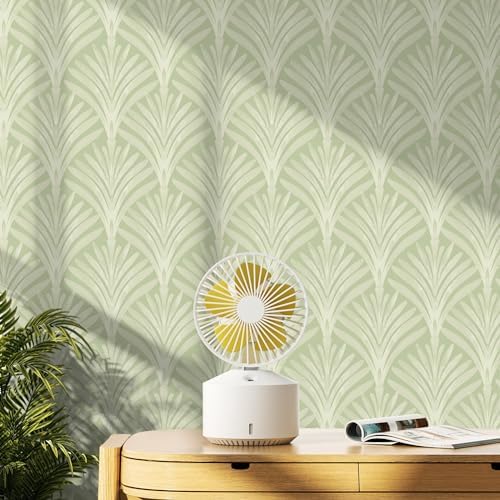 Hopepak Green Peel and Stick Wallpaper, Sage Green Modern Art Deco Wallpaper - Image 7