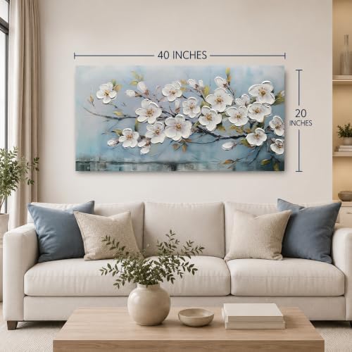 Anolyfi Cherry Blossom Flowers Textured Wall Art - Image 4