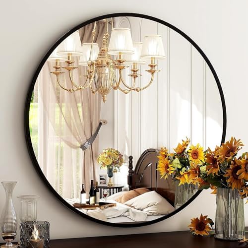 HARRITPURE Round Mirror 36 Black Wall Mounted Circle Mirrors - Image 3