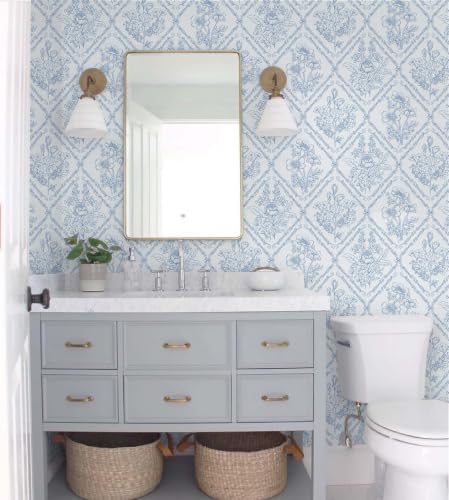 Toduso Peel and Stick Wallpaper Vintage Wall Paper Blue and White Contact Paper - Image 4