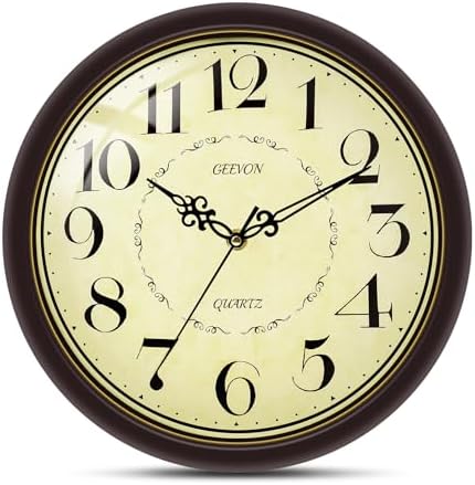 Geevon 12" Silent Wall Clock, Retro Battery Operated Decorative Clock by GEEVON
