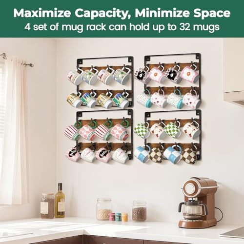 EsLuker.ly Mug Holder Hanger Cup Display Rack Wall Mounted, 4 Pack - Image 3