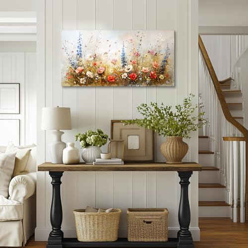 SERIMINO Spring Wildflower Wall Decor, Flower Market Artwork 24X48 Inch - Image 2